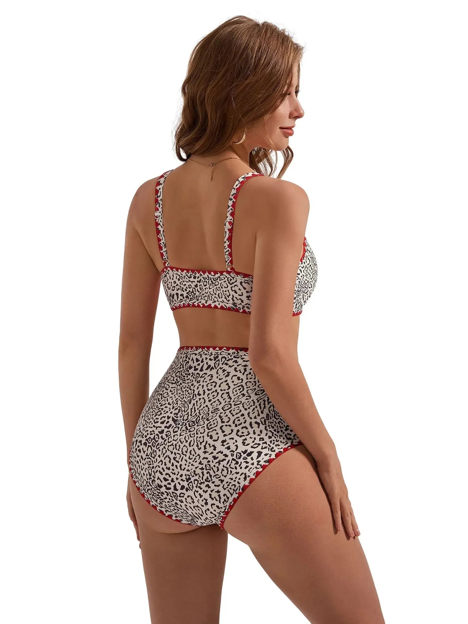 Floral Print Color Block Bikini Set