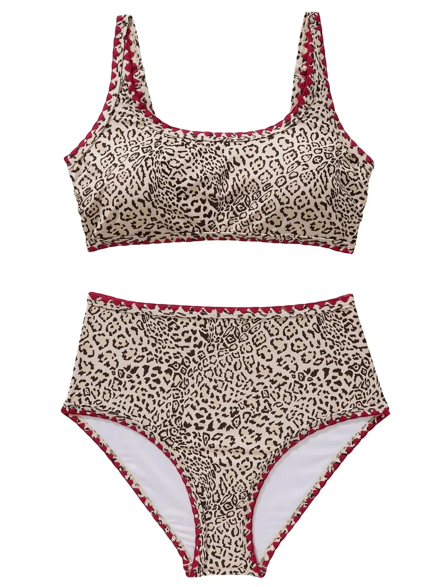 Floral Print Color Block Bikini Set