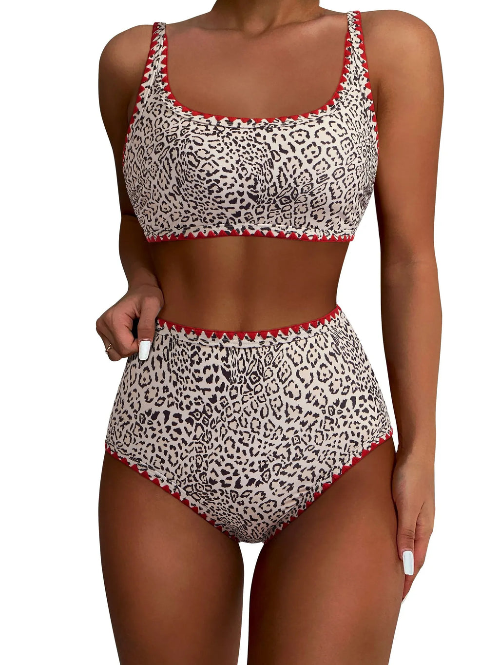 Floral Print Color Block Bikini Set