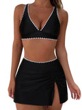 Crisscross Back Skirts Bikini Set