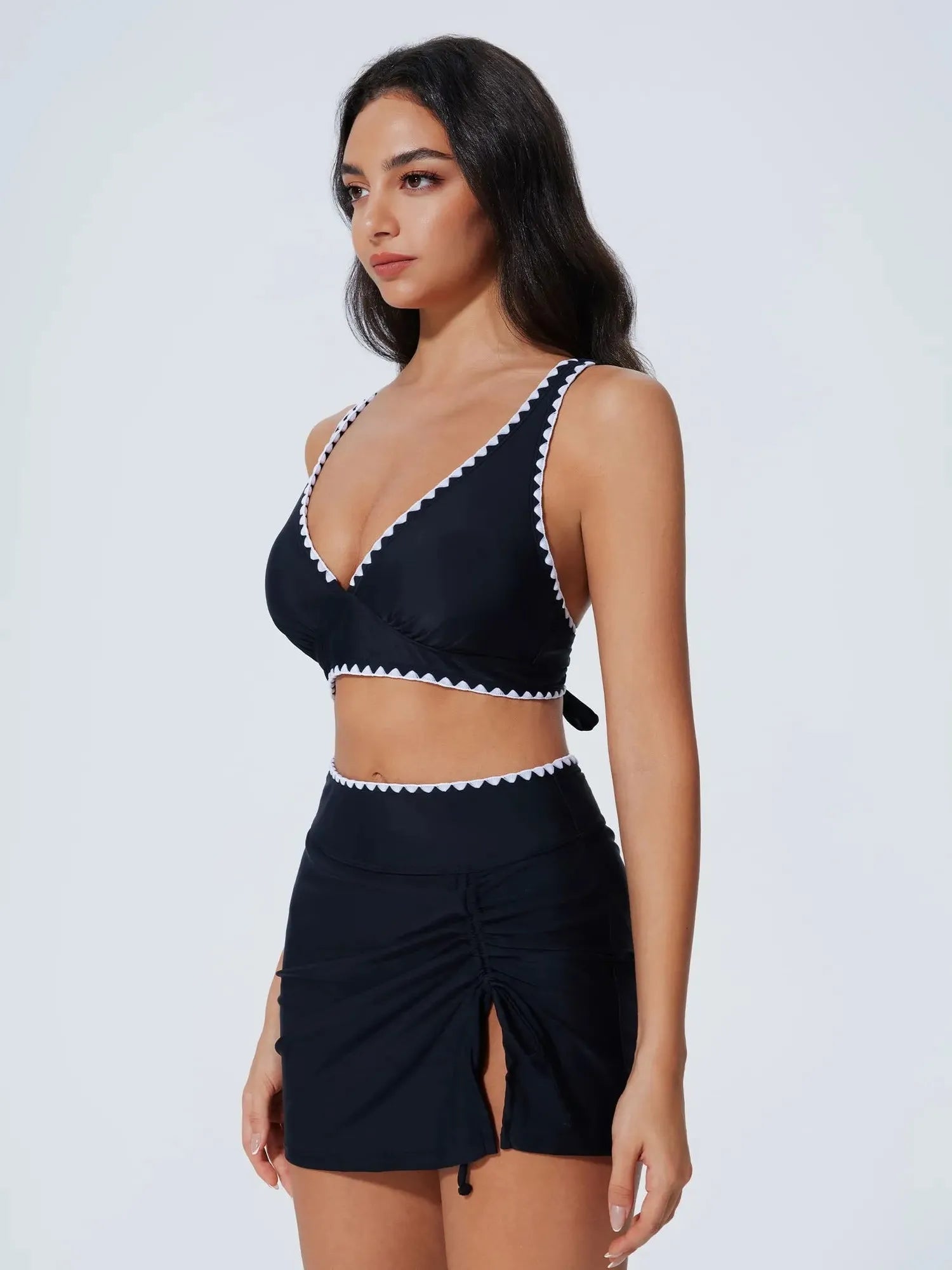 Crisscross Back Skirts Bikini Set