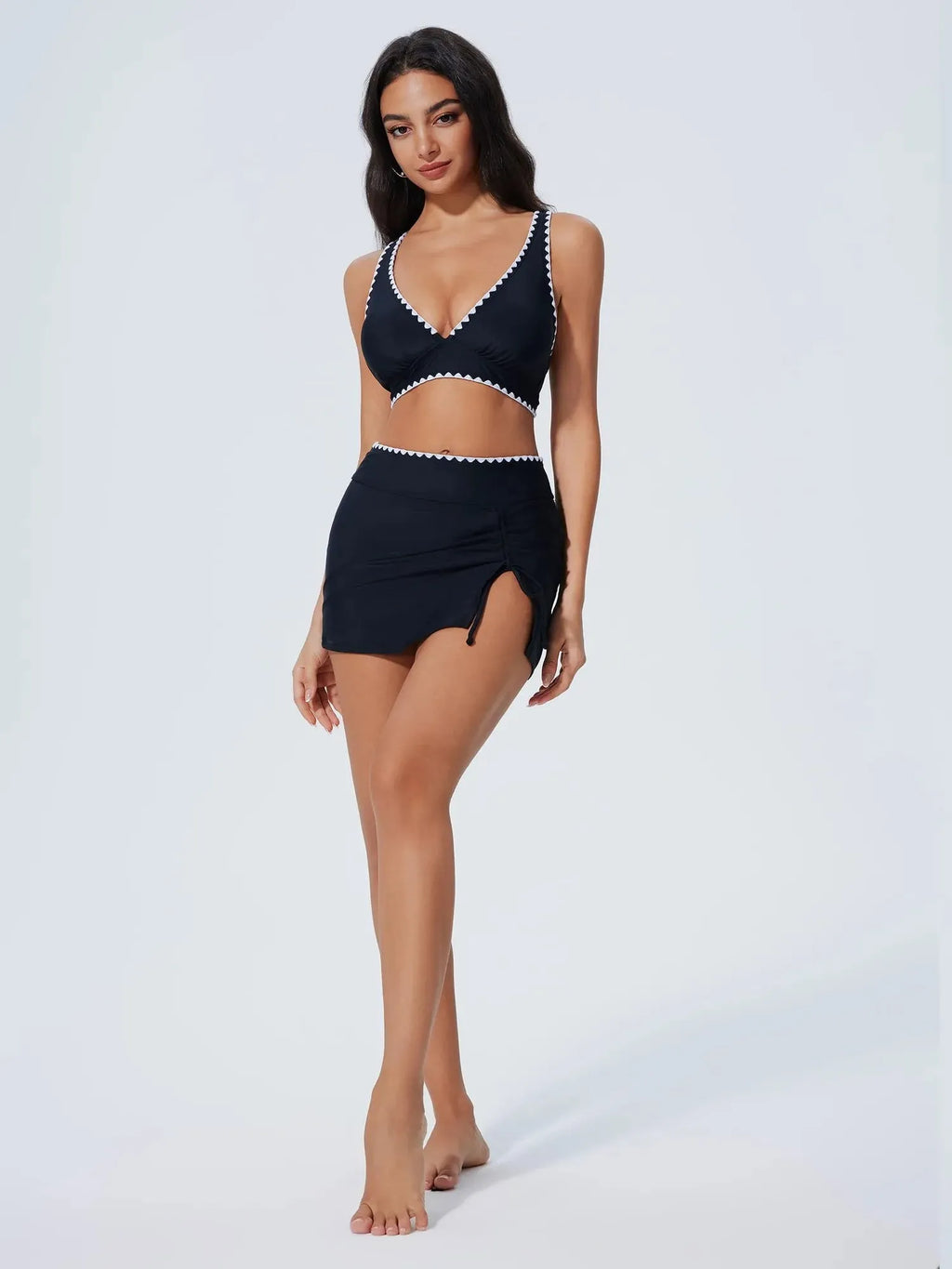 Crisscross Back Skirts Bikini Set