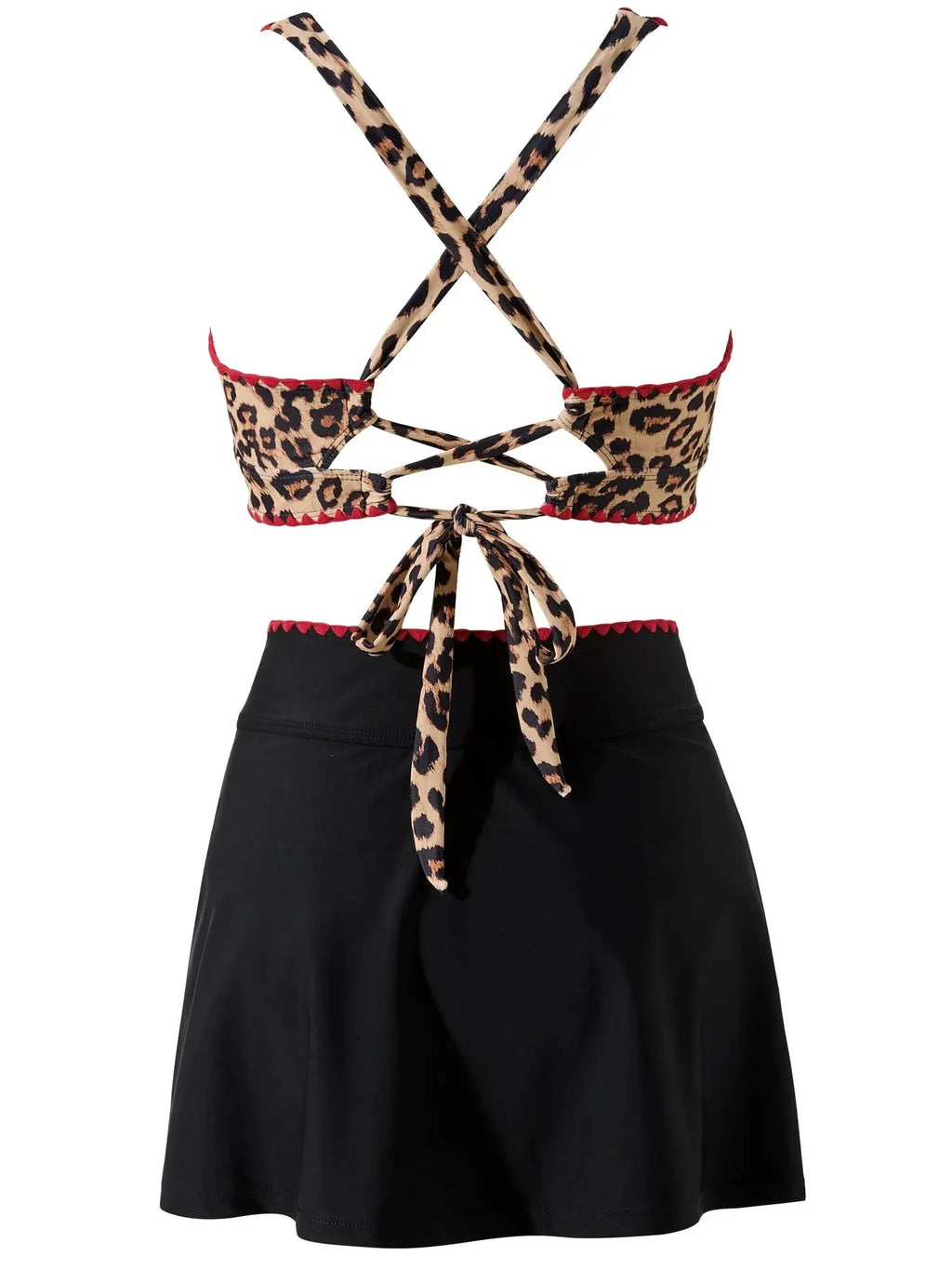 Crisscross Back Skirts Bikini Set