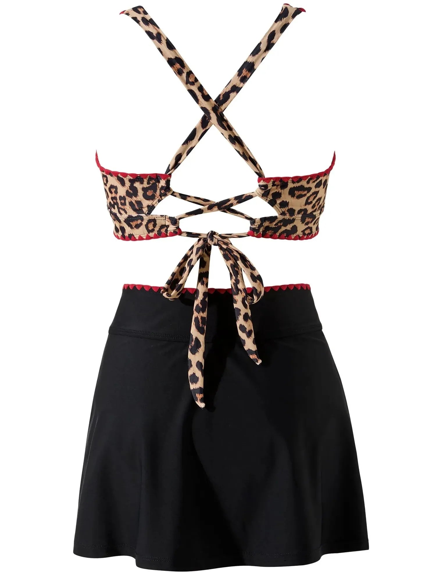 Crisscross Back Skirts Bikini Set