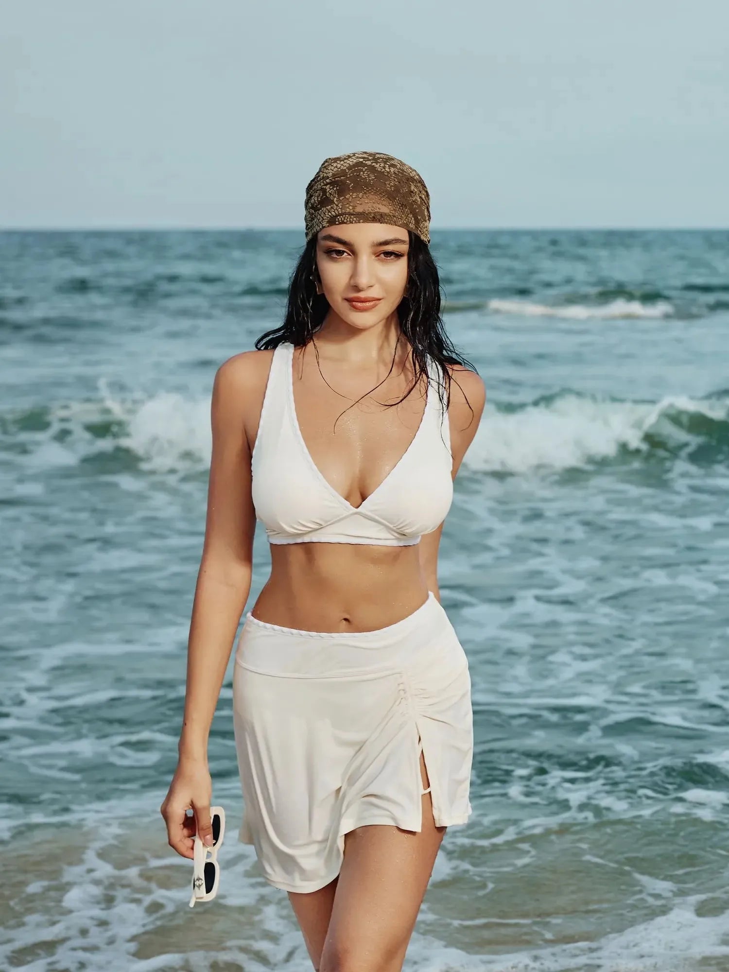 Crisscross Back Skirts Bikini Set