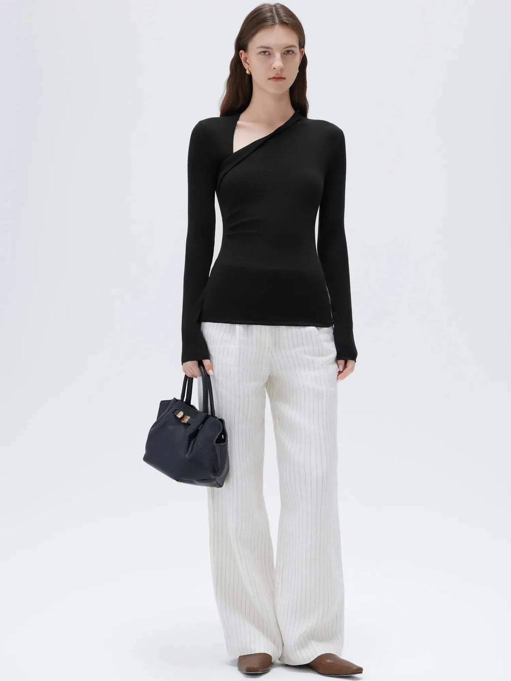 Cloud Cashmere Asymmetric Neck Shirt - Long Sleeve