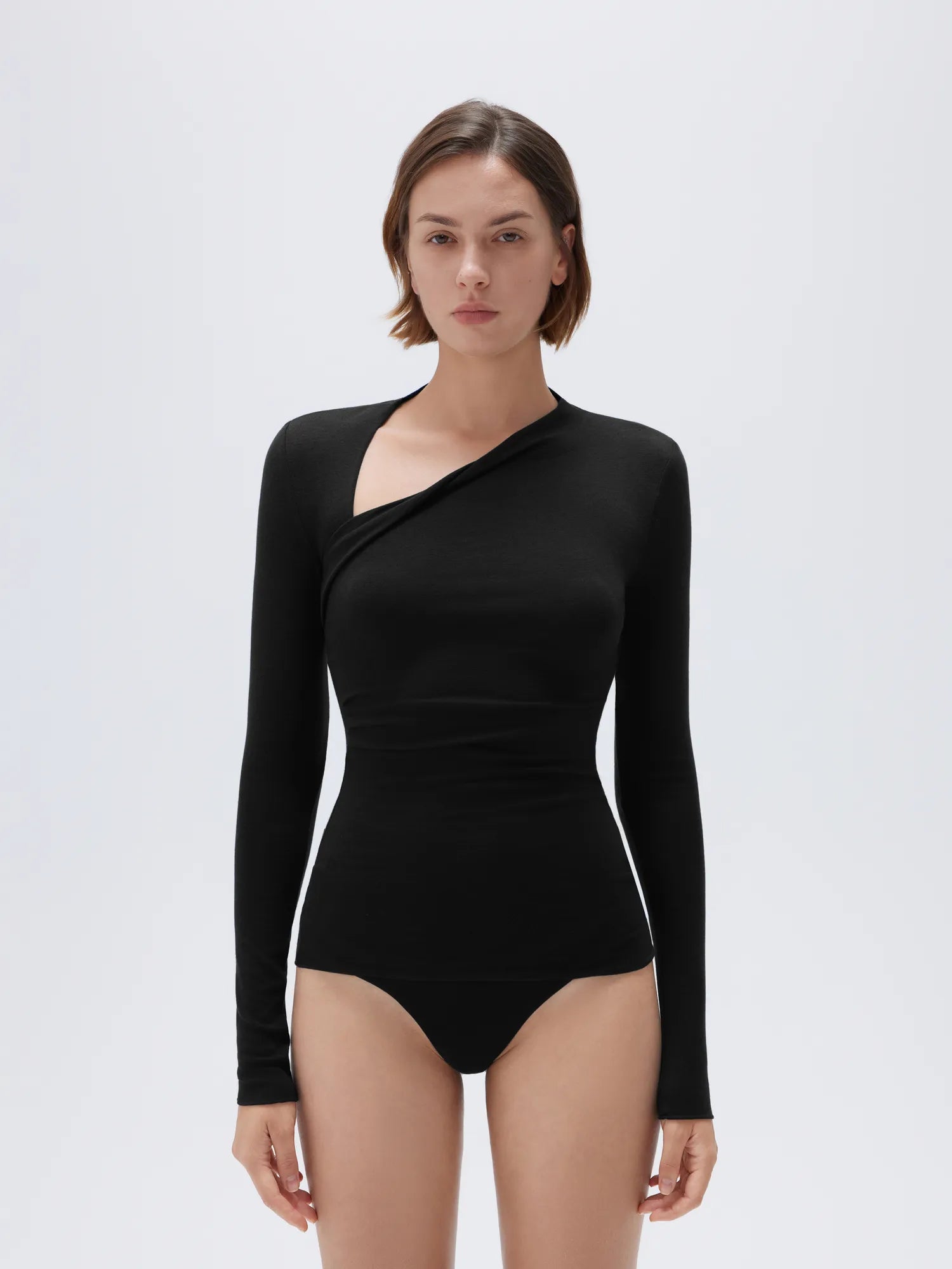 Cloud Cashmere Asymmetric Neck Shirt - Long Sleeve