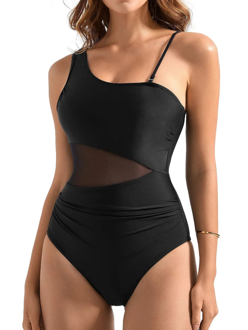 Mesh One Shoulder Swimsuit