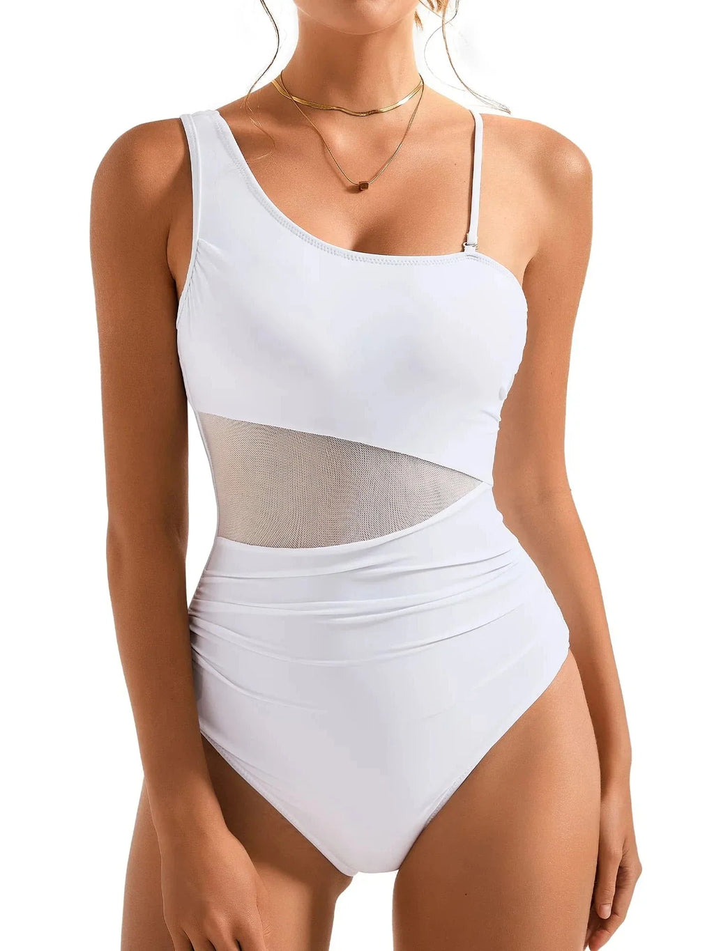 Mesh One Shoulder Swimsuit