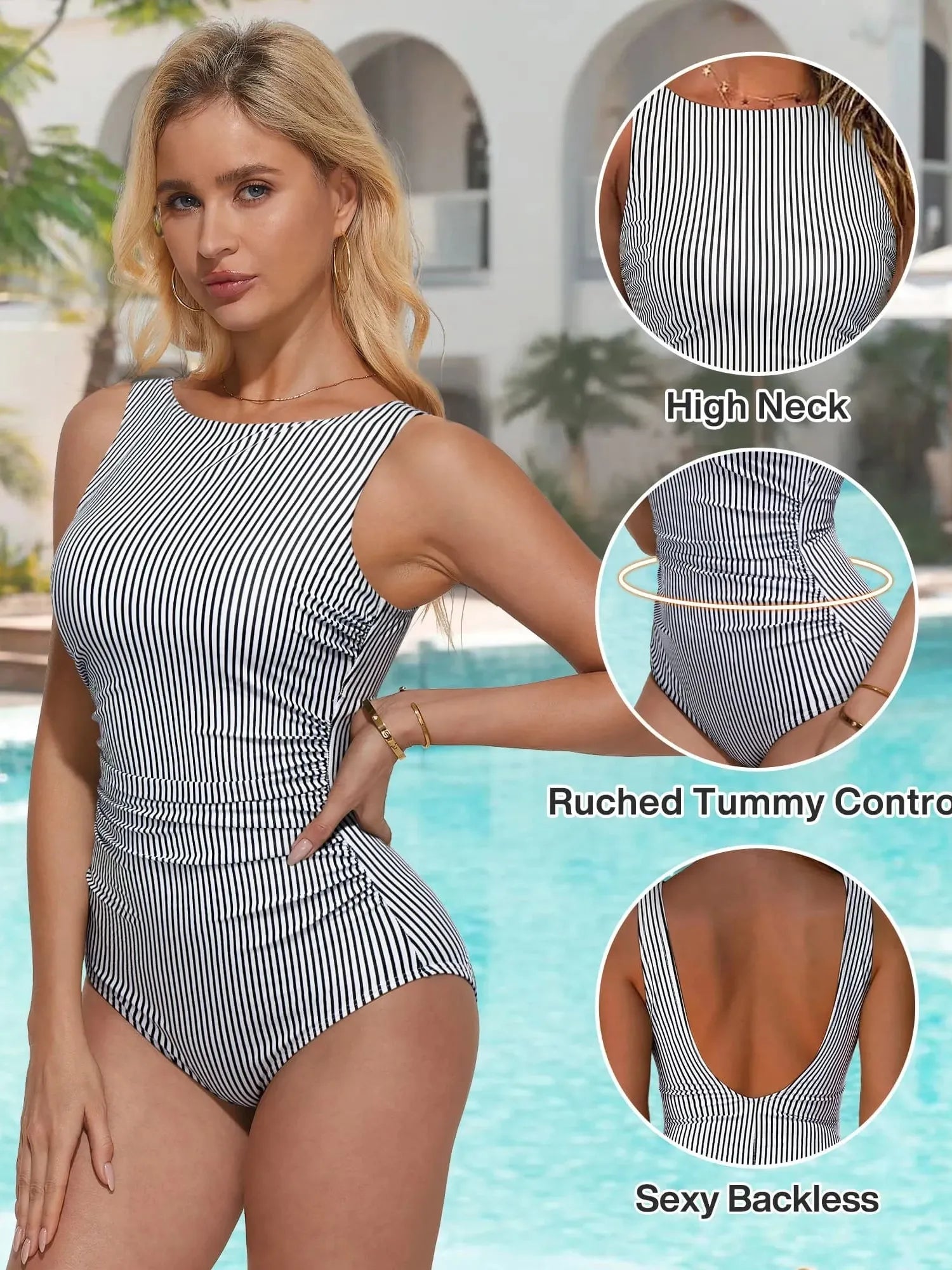Backless Ruched Bathing Suit