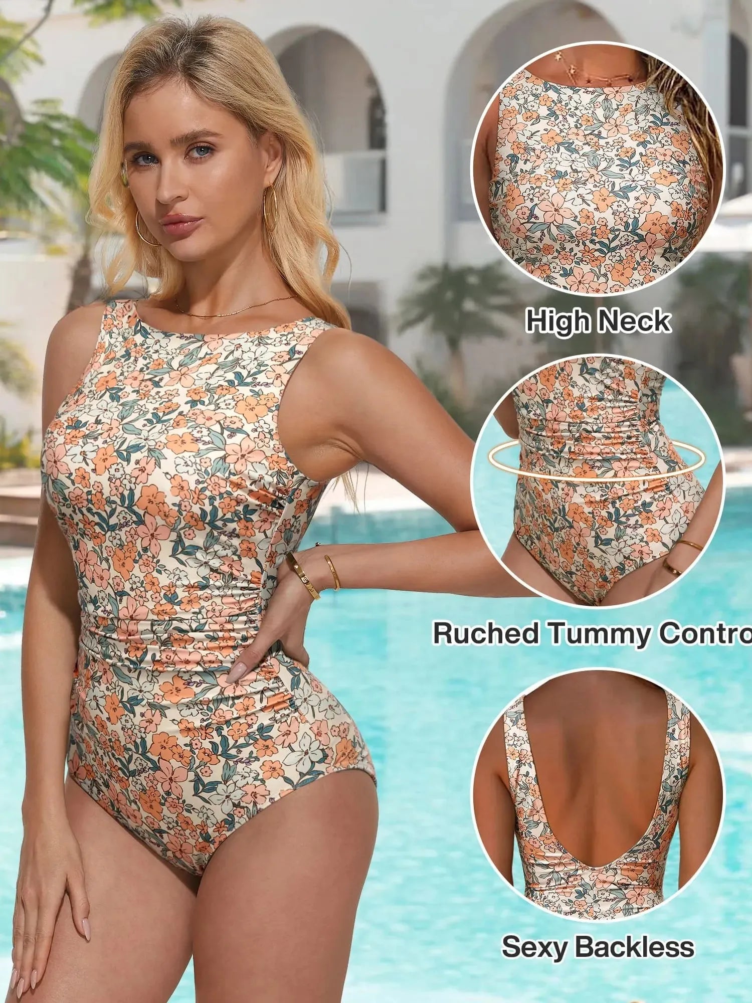 Backless Ruched Bathing Suit