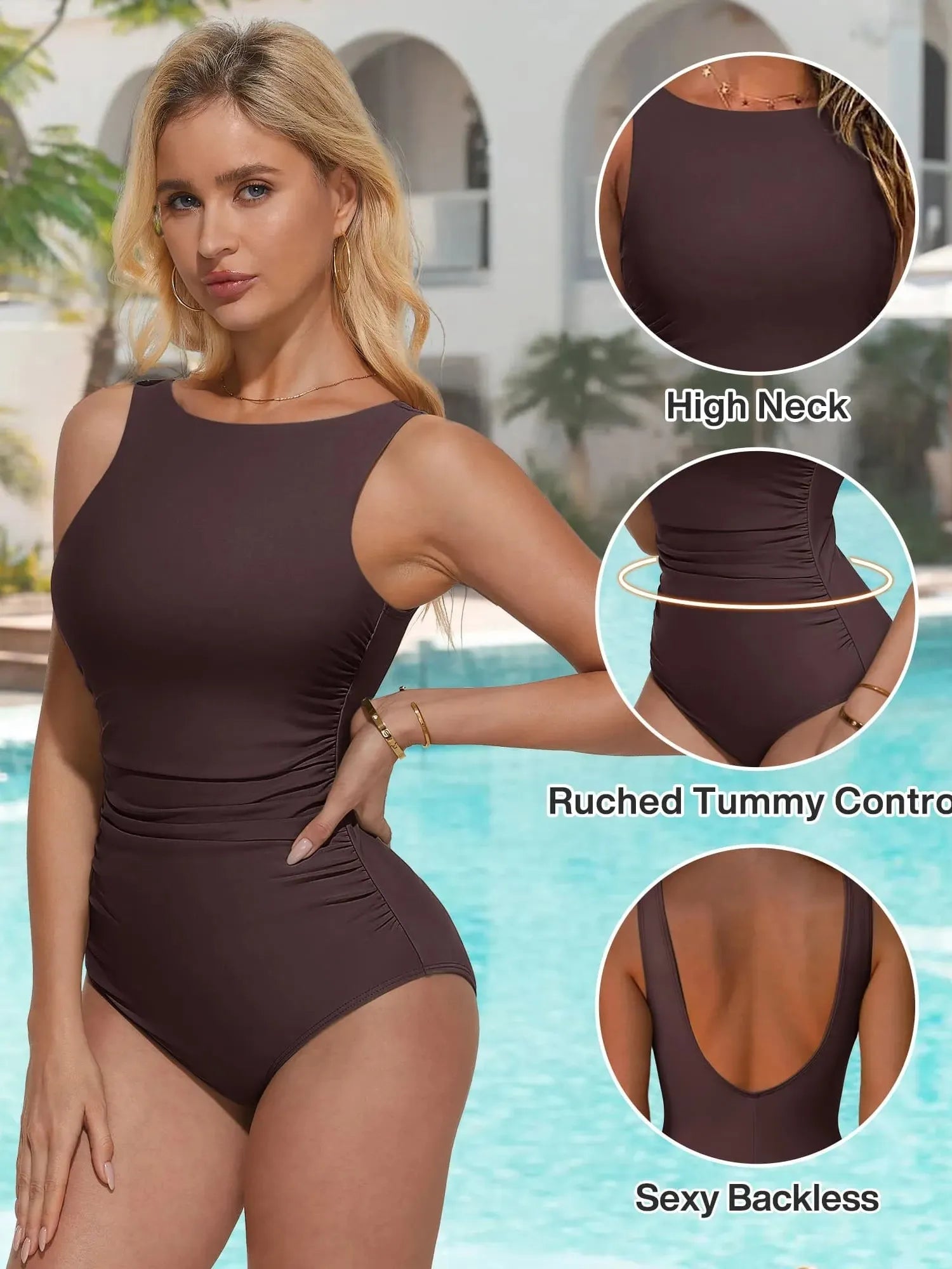 Backless Ruched Bathing Suit