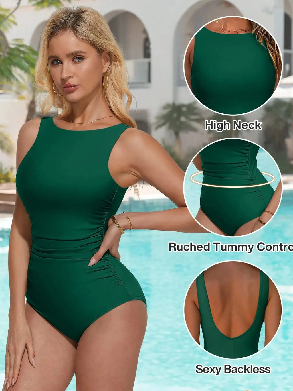 Backless Ruched Bathing Suit