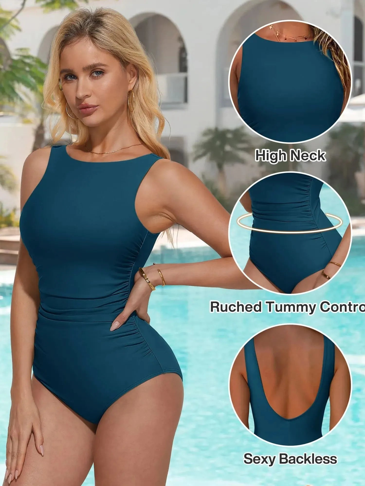 Backless Ruched Bathing Suit
