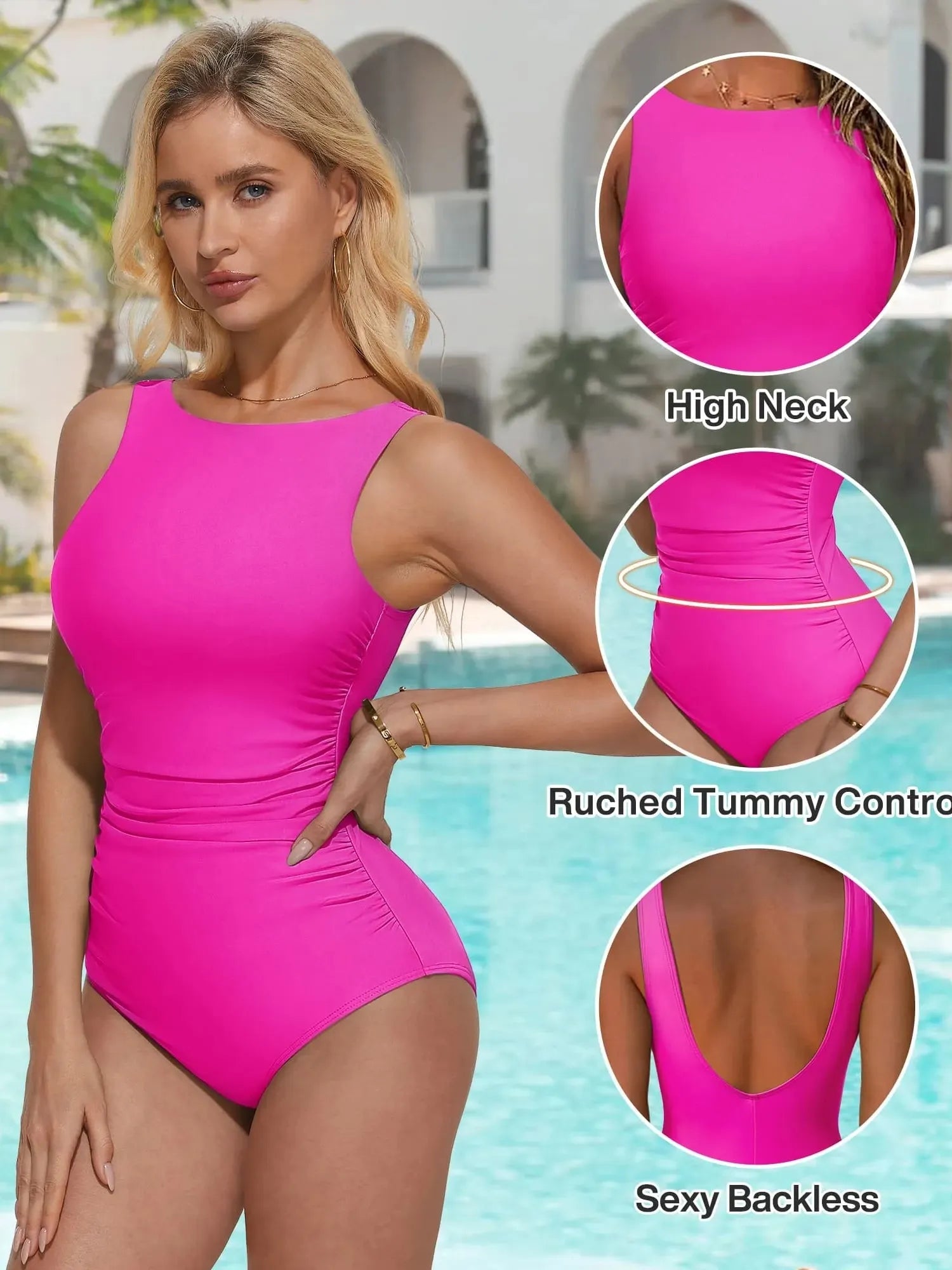 Backless Ruched Bathing Suit