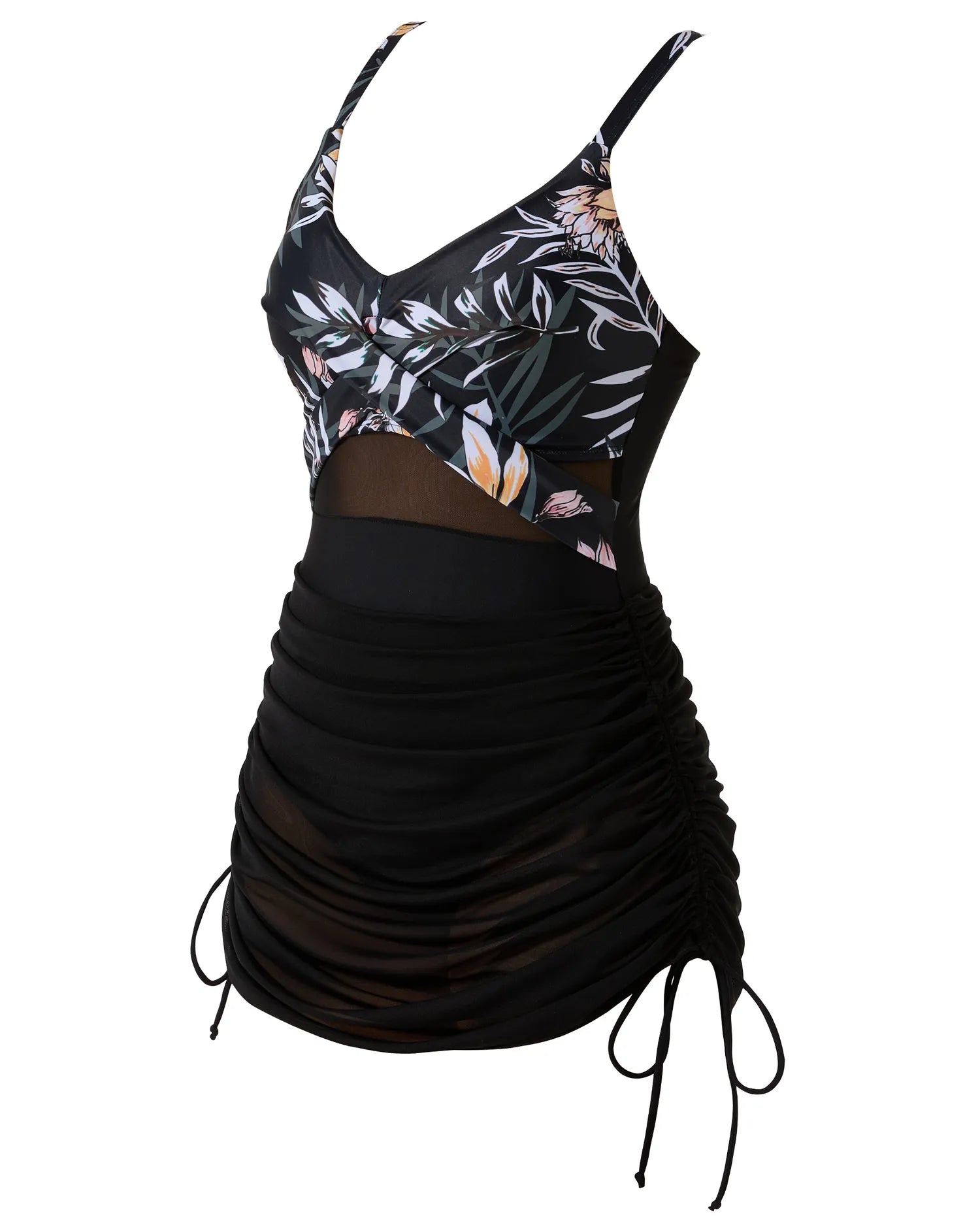 Mesh Crossover Dress Bathing Suit