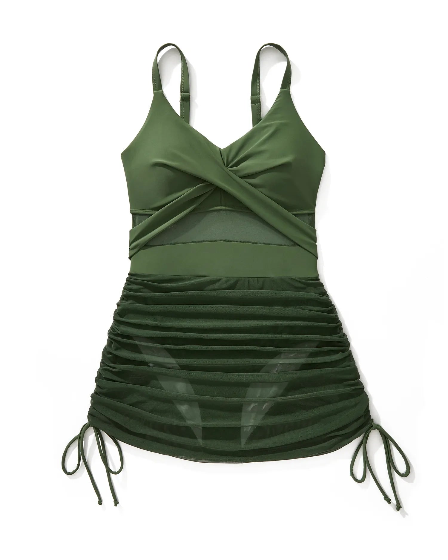 Mesh Crossover Dress Bathing Suit