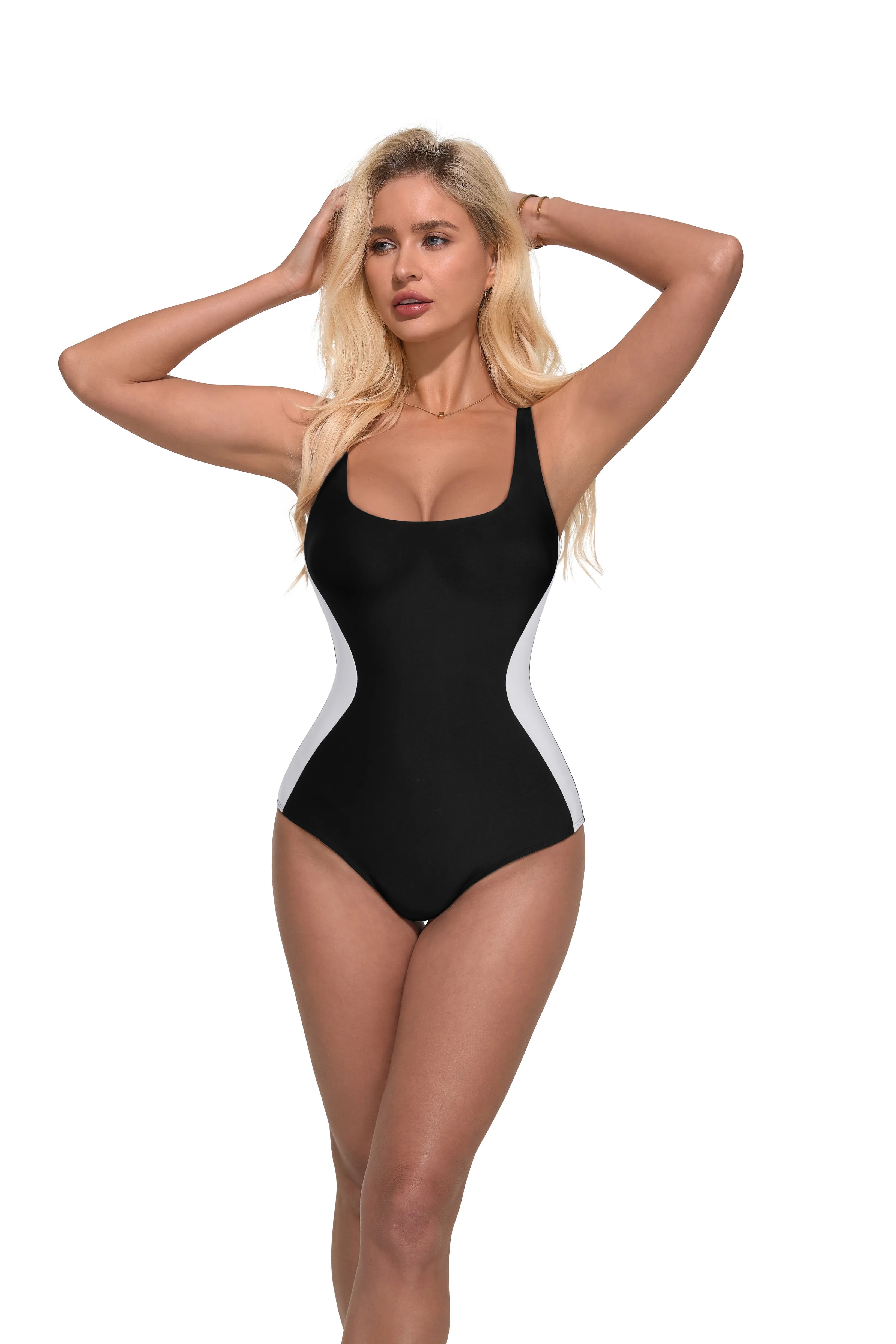 Slimming Line Square Neck Bathing Suit