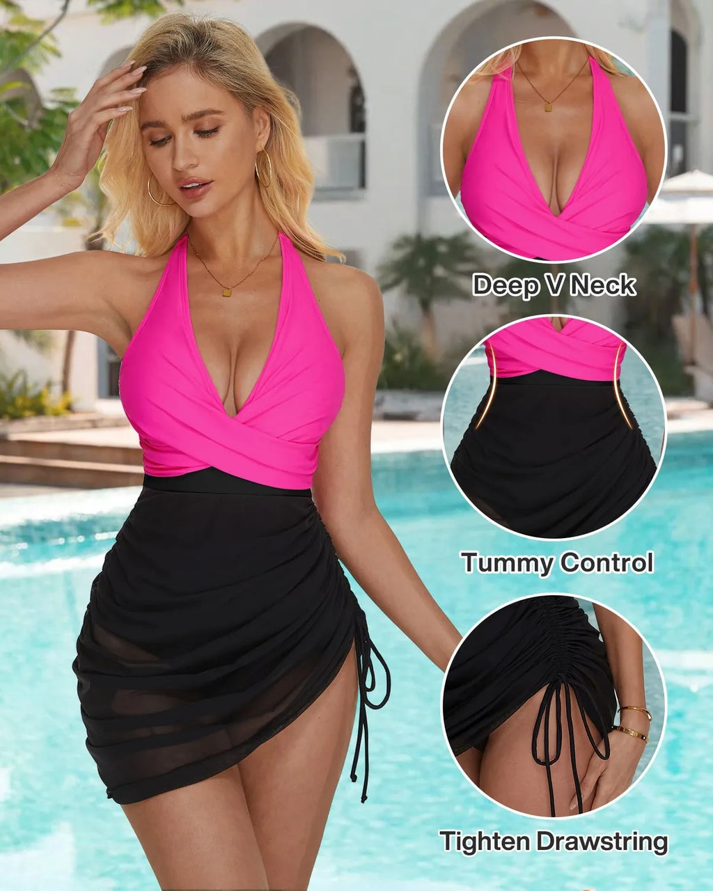 Mesh Swimdress Halter Bathing Suit