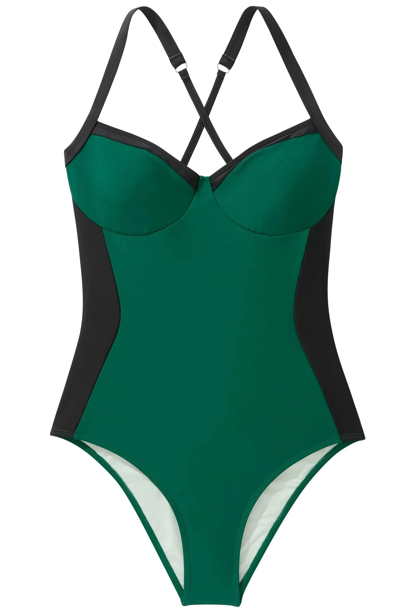 Crisscross Back Color Block Bathing Suit