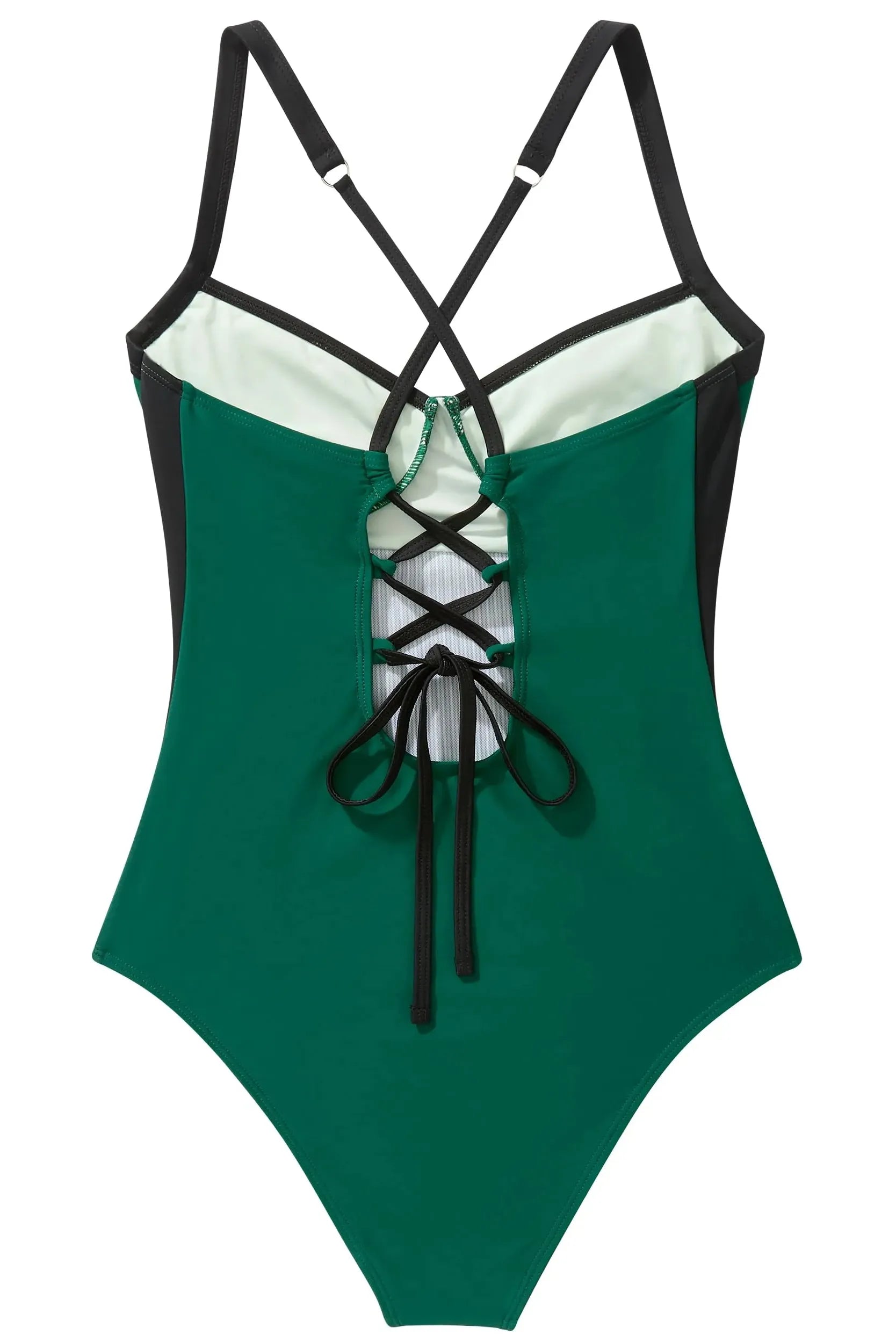 Crisscross Back Color Block Bathing Suit
