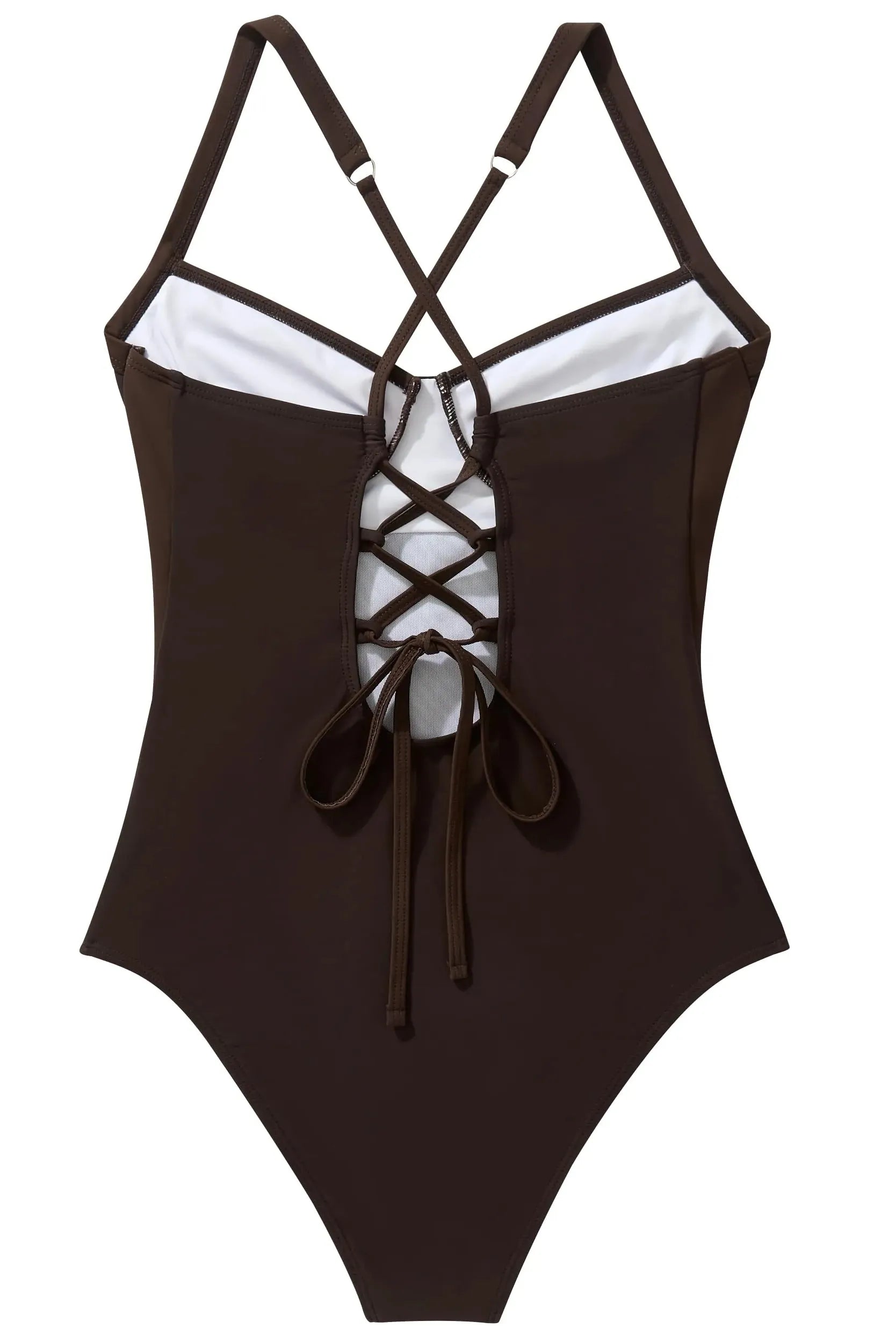 Crisscross Back Color Block Bathing Suit