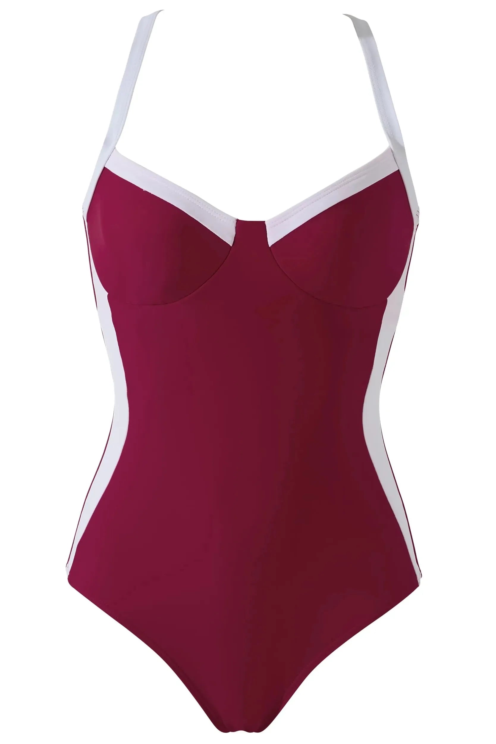 Crisscross Back Color Block Bathing Suit