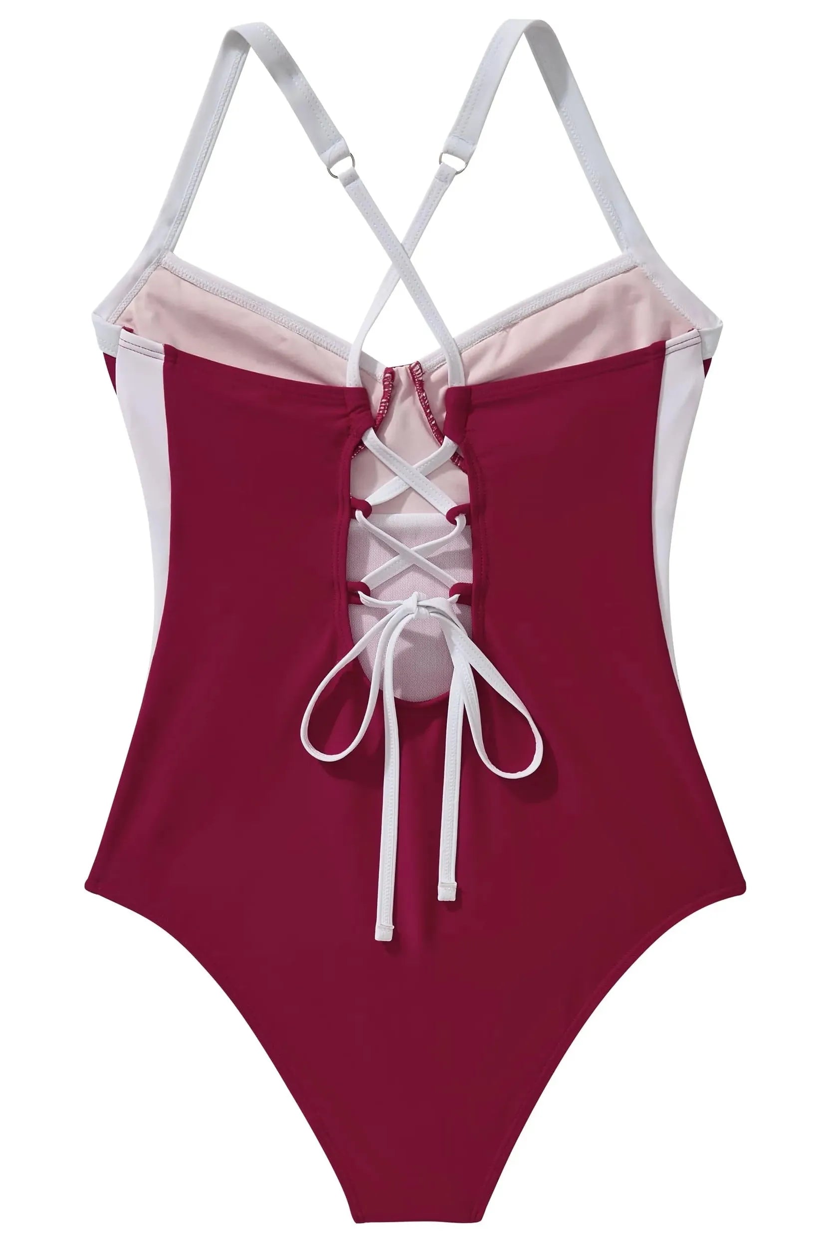 Crisscross Back Color Block Bathing Suit