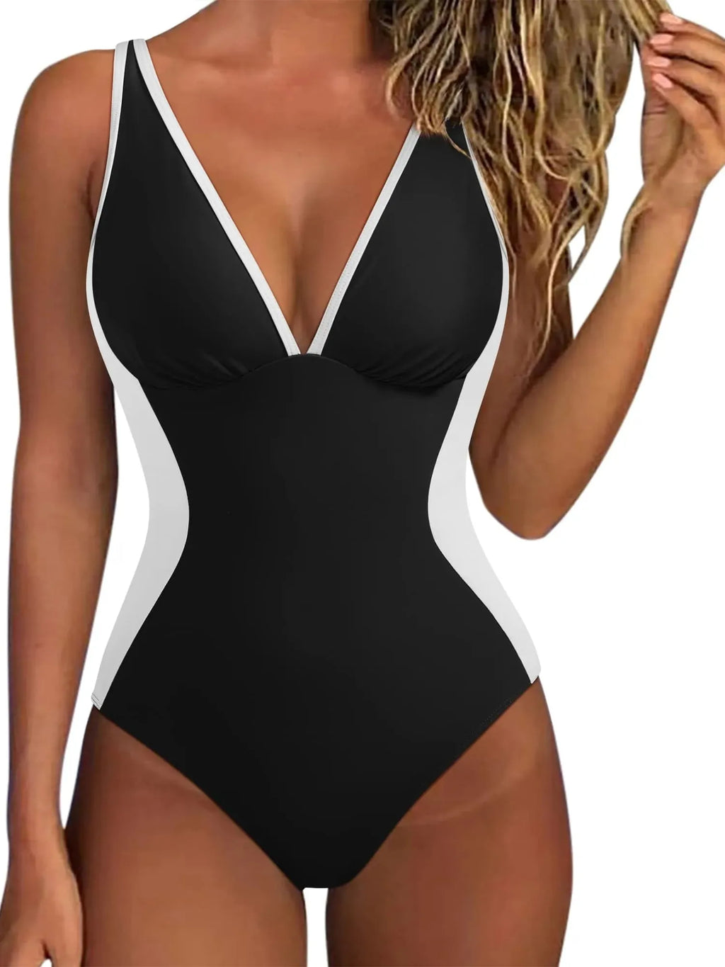 Slimming Tummy Control Deep V Neck Bathing Suit