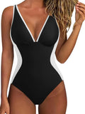 Slimming Tummy Control Deep V Neck Bathing Suit