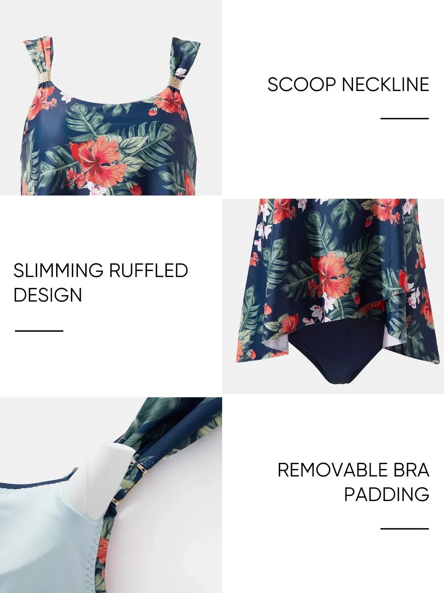 Ruffle High Waisted Tankini Swimsuit