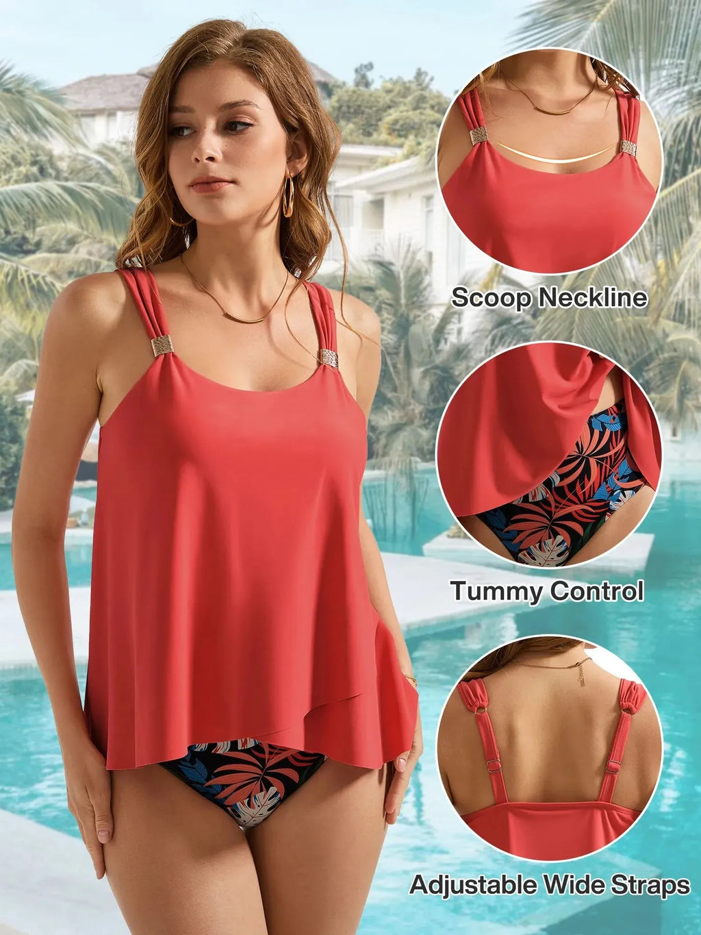 Ruffle High Waisted Tankini Swimsuit