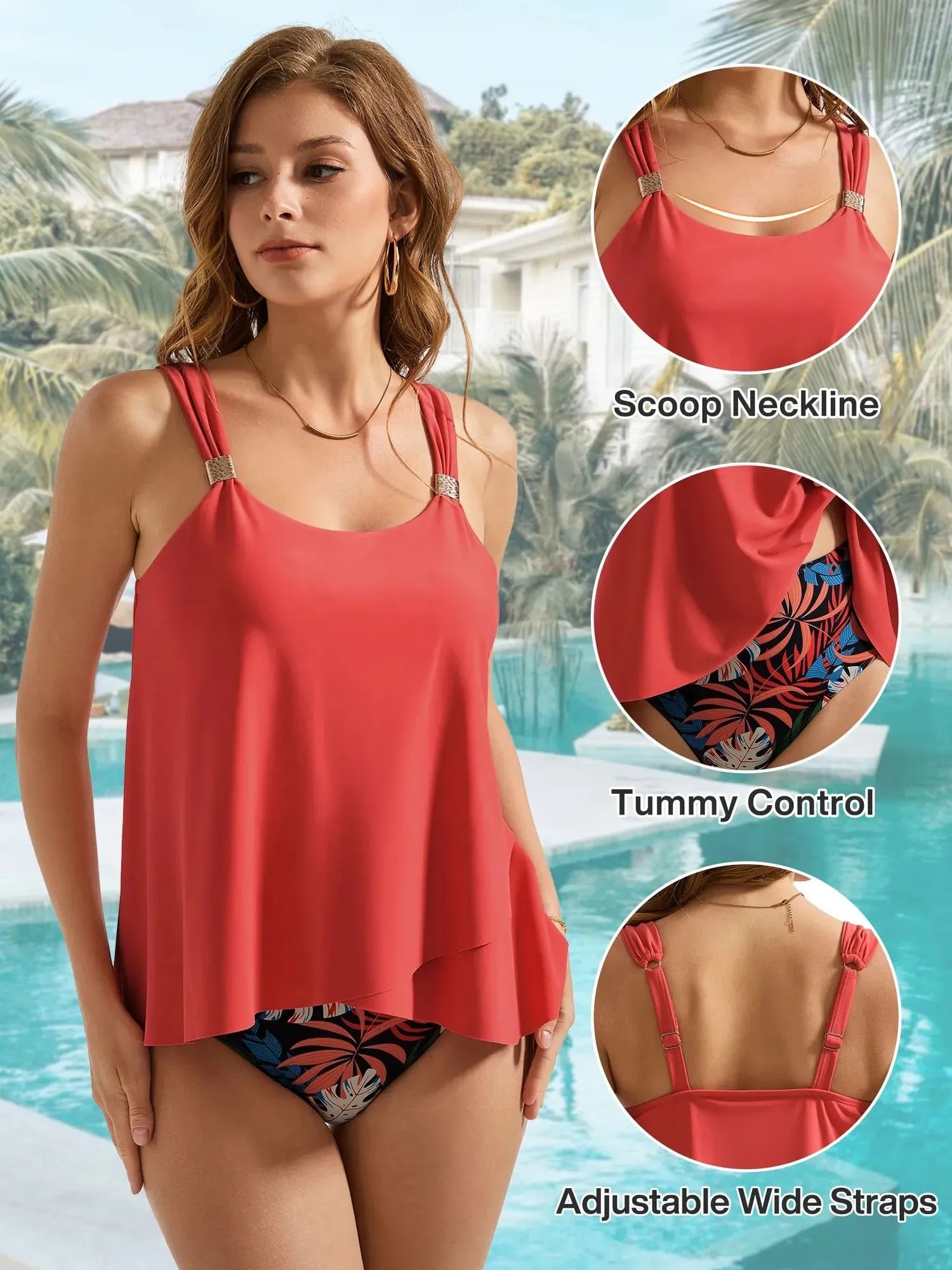 Ruffle High Waisted Tankini Swimsuit