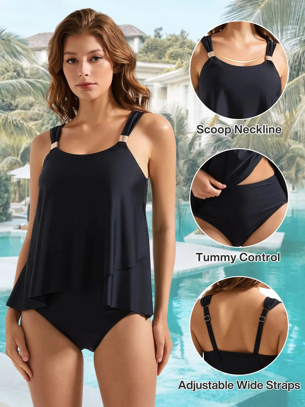 Ruffle High Waisted Tankini Swimsuit