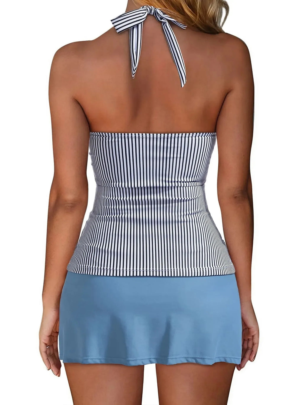 Halter Tankini Skirt Swimsuit
