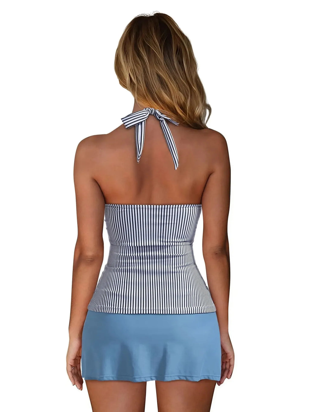 Halter Tankini Skirt Swimsuit