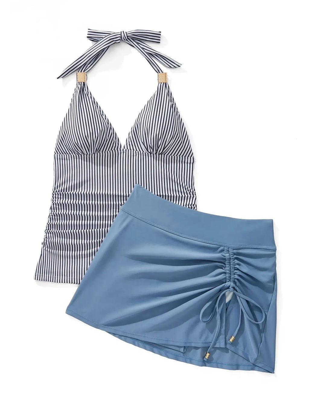 Halter Tankini Skirt Swimsuit
