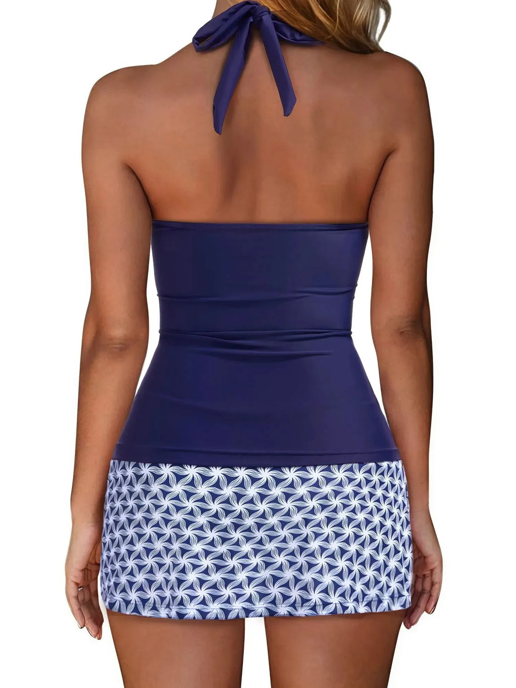 Halter Tankini Skirt Swimsuit