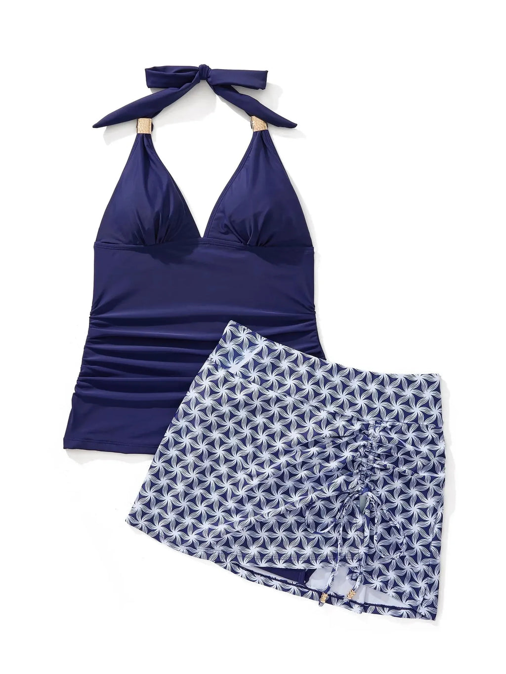Halter Tankini Skirt Swimsuit