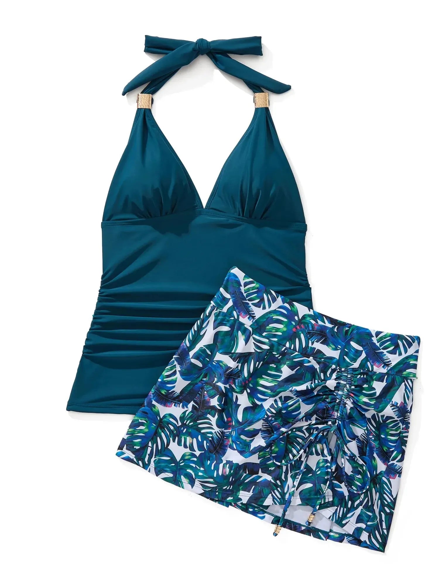 Halter Tankini Skirt Swimsuit