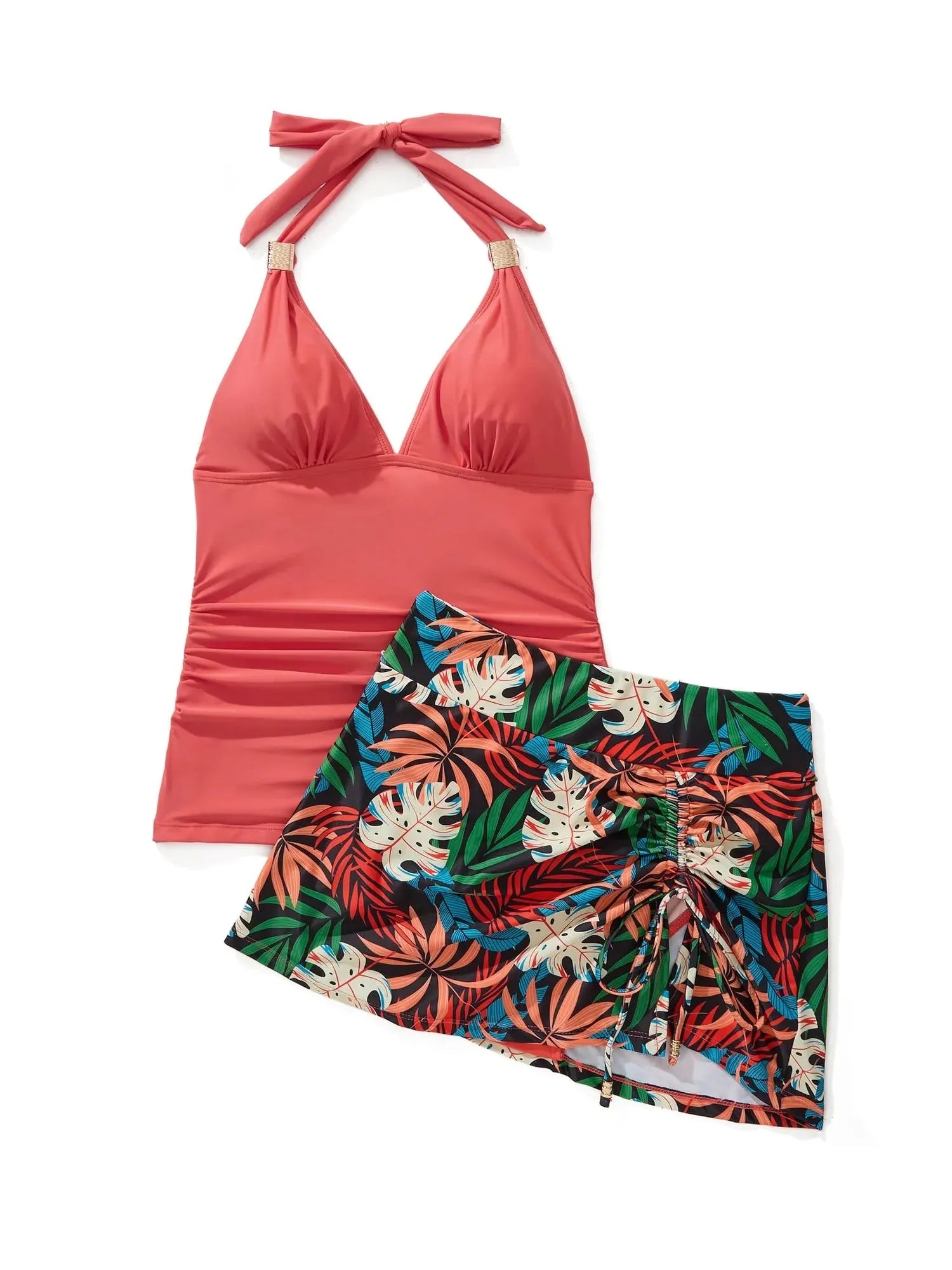 Halter Tankini Skirt Swimsuit