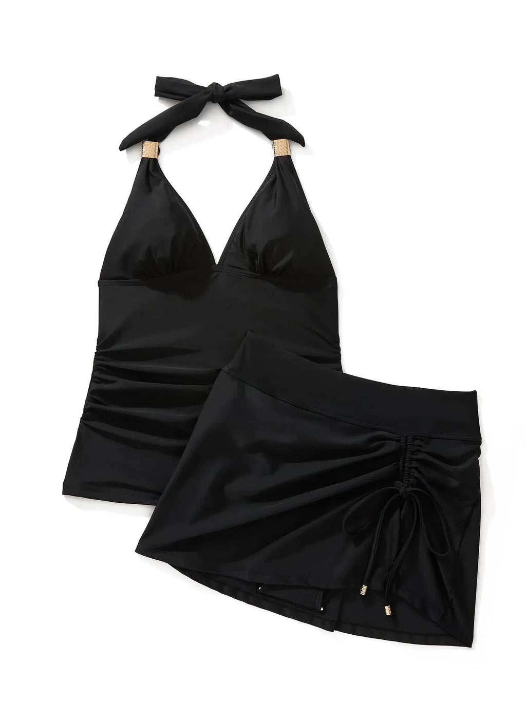 Halter Tankini Skirt Swimsuit