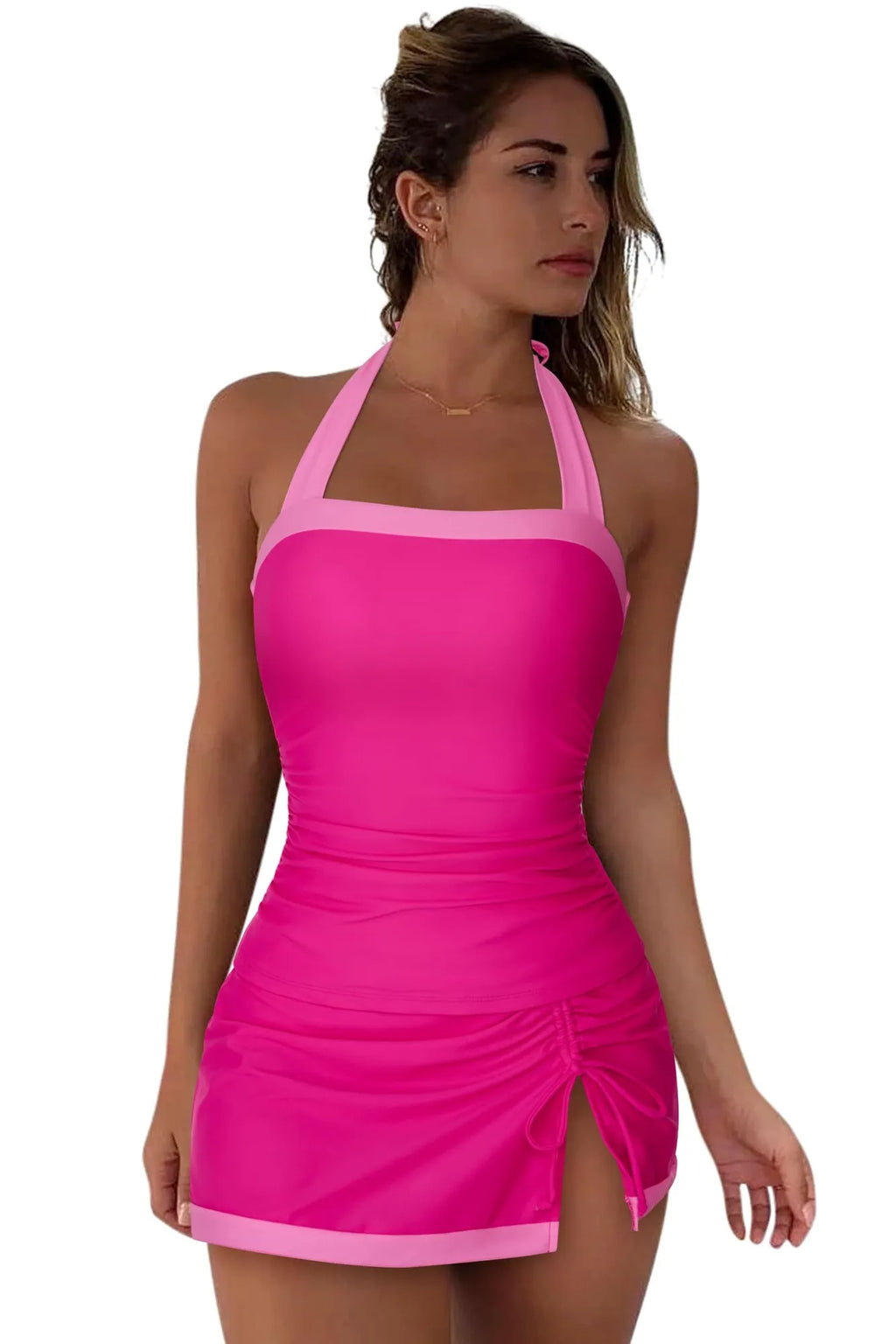 Tummy Control Backless Tankini Swimsuit