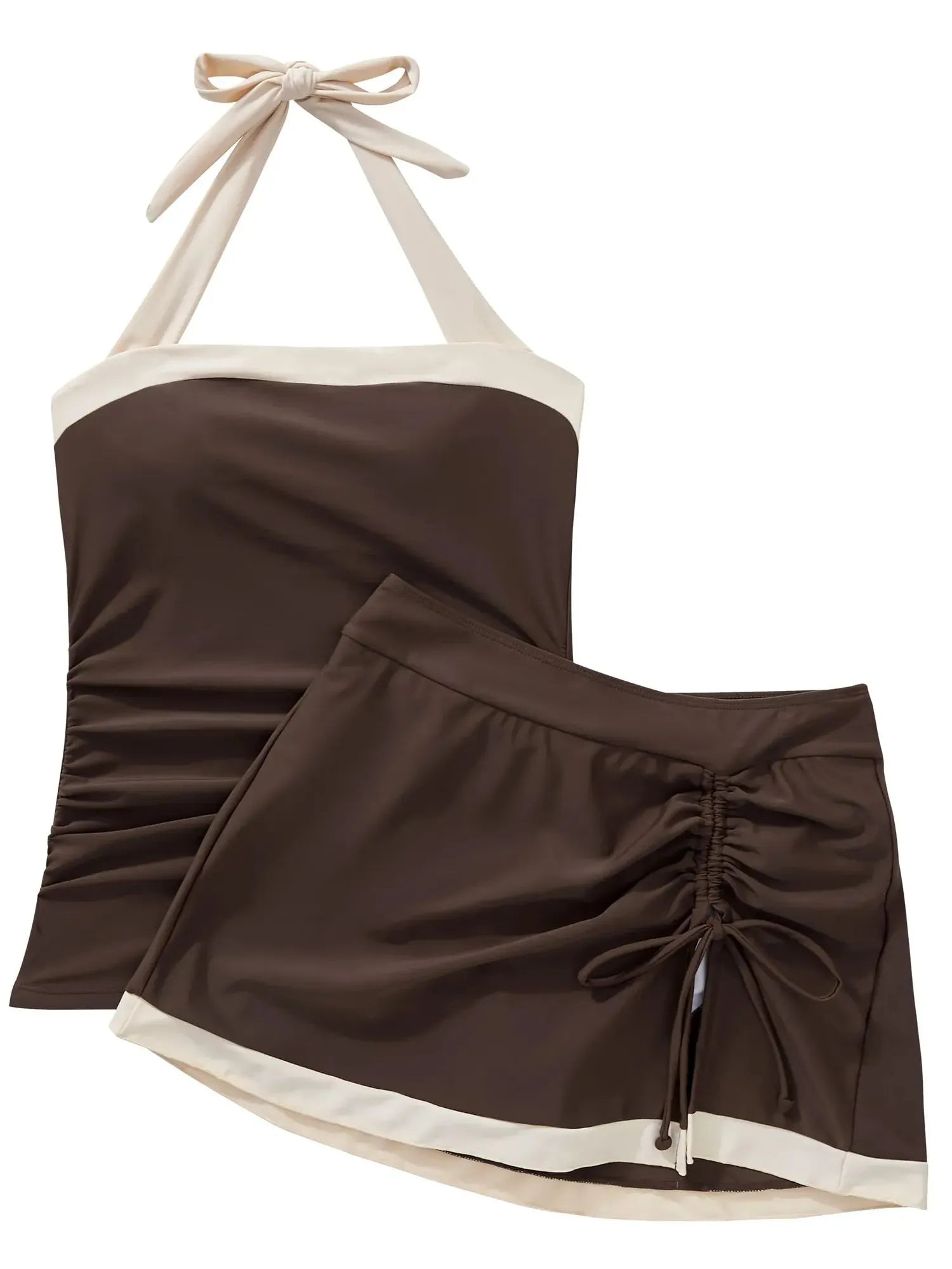 Tummy Control Backless Tankini Swimsuit