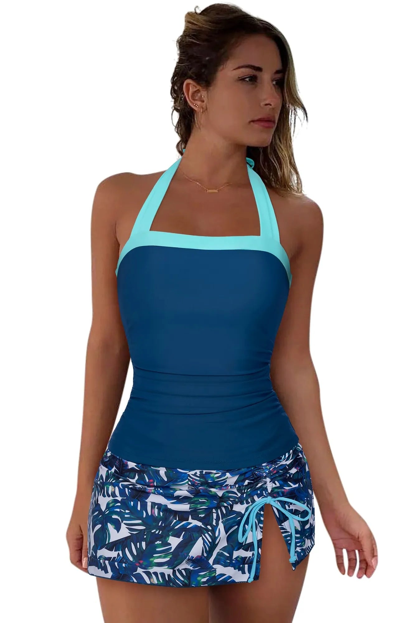 Tummy Control Backless Tankini Swimsuit