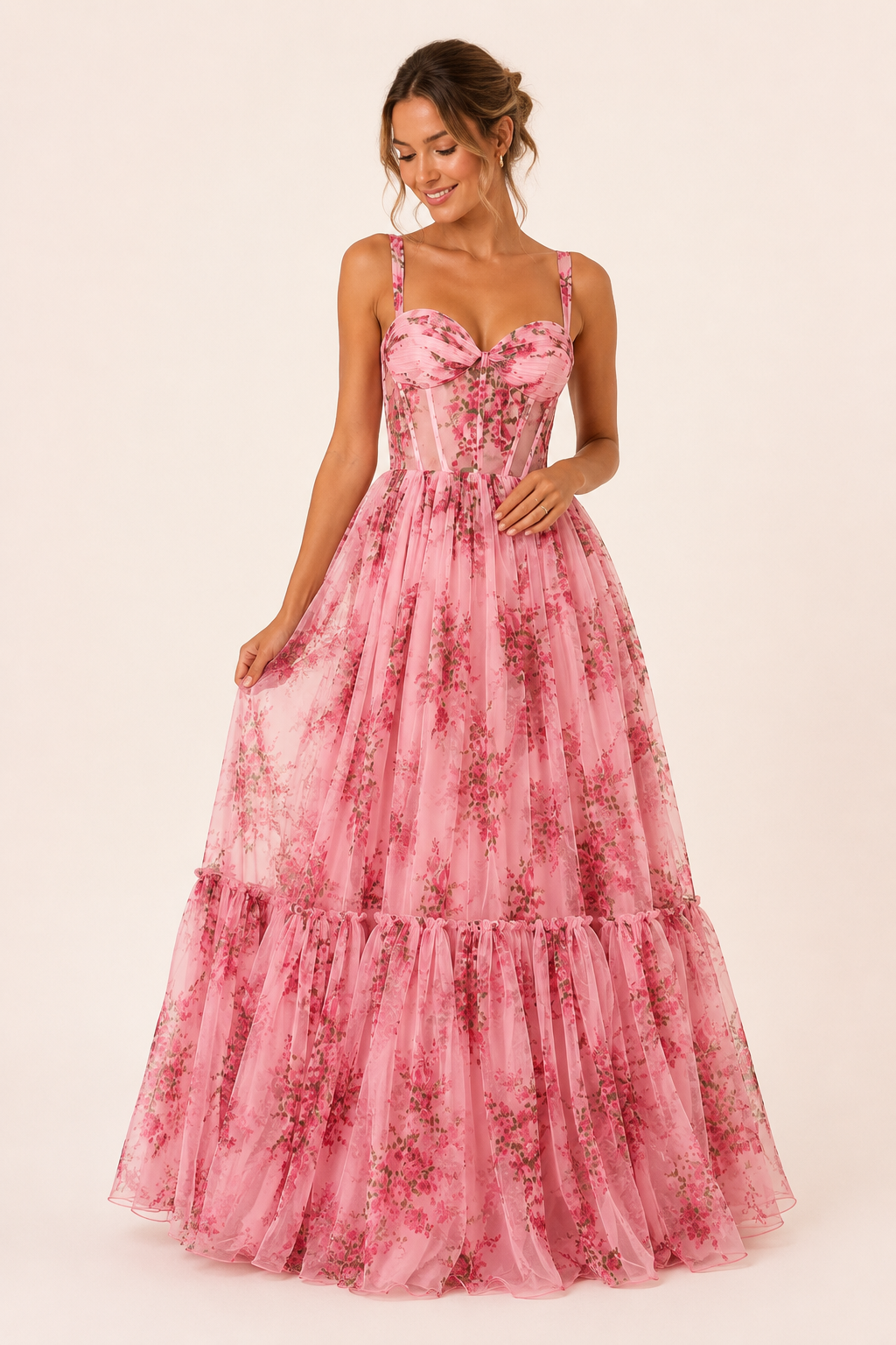 Vestido largo mujer estampado floral corset - Elira