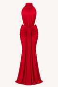 Vestido largo mujer elegante cuello halter ajustado - Klara