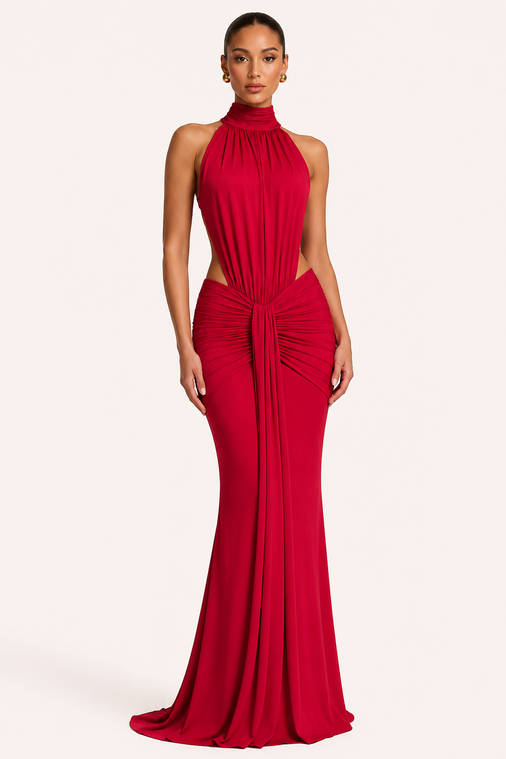 Vestido largo mujer elegante cuello halter ajustado - Klara