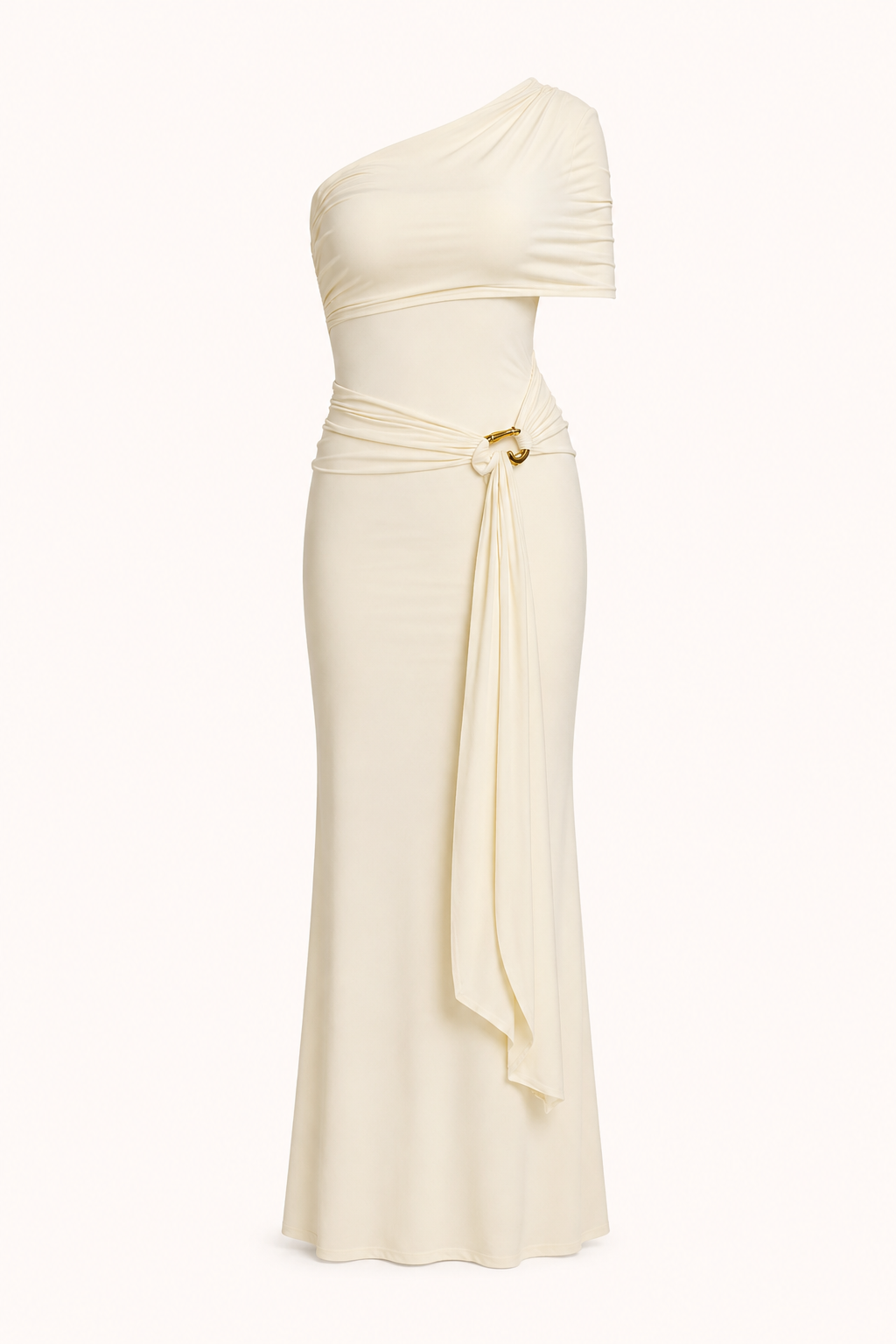 Vestido largo un hombro drapeado mujer - Maike