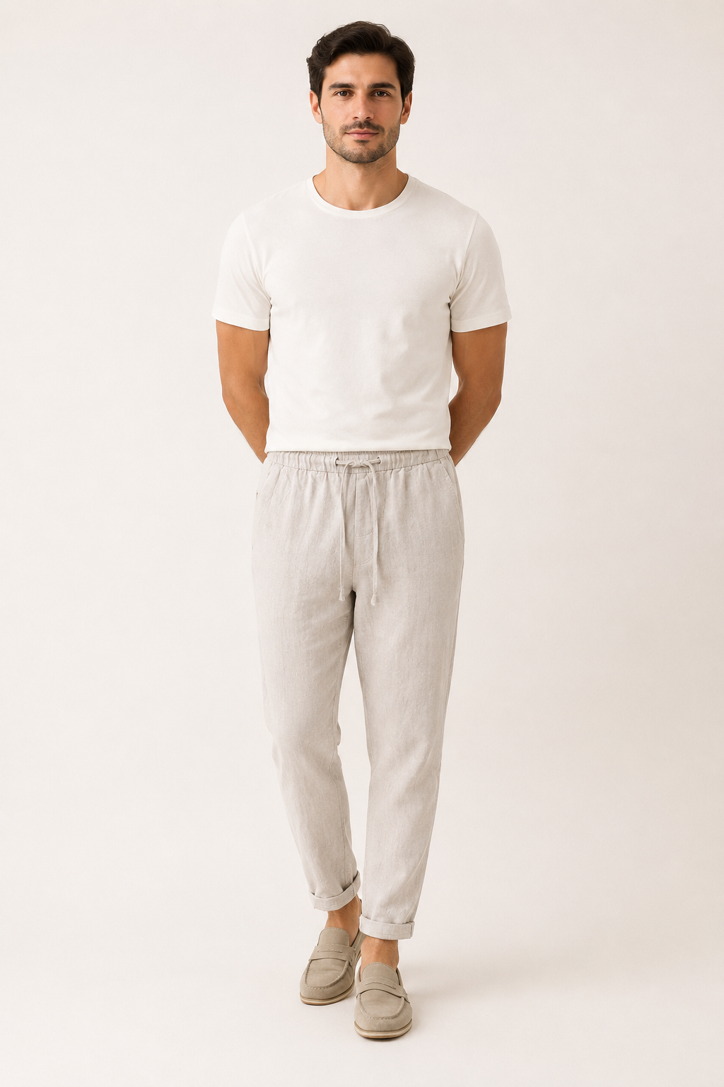 Pantalón lino cintura elástica hombre - Falk